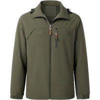 MODISHION Men's Casual Windproof Jacket with Detachable Hood & Pockets in Dark Olive | Size: Small