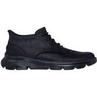Skechers Men's ARCH FIT GARZA Round Toe Leather Chukka Slip-Ins Boot Black | Size: 10