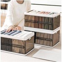 Living and Home Folding Clothes Organiser Wardrobe Drawer Storage Box with Dividers in Brown
