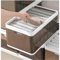 Living and Home Folding Clothes Organiser Wardrobe Drawer Storage Box with Dividers in Brown