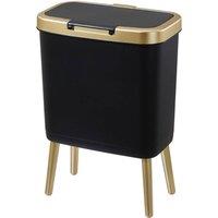 Garden Sanctuary PP High Foot Trash Bin with Lid in Black