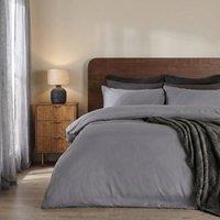 OHS Plain Dyed Duvet Cover Cover with Pillowcase Set in Light Grey | Size: Single