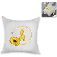 Uniqueful Personalised Flower & Bee Design Cushion for Friend in White | Size: 100 cm