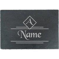 Uniqueful Personalised Name & Initial Design Rectangular Slate Cheeseboard in Black | Size: 1 Pack