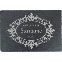 Uniqueful Personalised Mr & Mrs Design Rectangular Slate Cheeseboard in Black | Size: 1 Pack