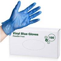 ECONX Blue Vinyl Disposable Gloves Powder & Latex Free Durable Pack of 100 | Size: Large