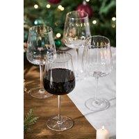 Dibor Set of 4 Ribbed Red Wine Glasses Wine Goblets Festive Glassware in Clear