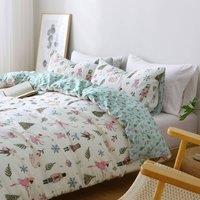 Pamposh Christmas Bedding Set - Soft Brushed Microfibre Duvet Cover in Light Green | Size: King