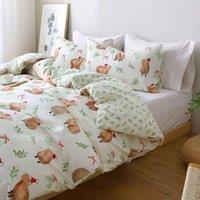 Pamposh Christmas Bedding Set - Soft Brushed Microfibre Duvet Cover in White | Size: King