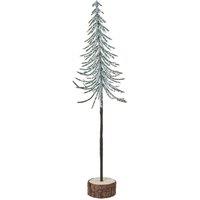 KDMD Medium Snowy Spindle Tree in Wood Log - Winter Decor Scene in White