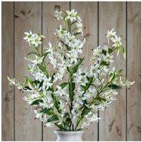 KDMD Turks Cap Green Lily Spray - Faux Floral for Decor & Arrangements in White
