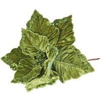 KDMD Green Velvet Poinsettia with Glitter Edge Dia24cm 3 Pack