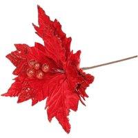 KDMD Red Velvet Poinsettia with Glitter Edge Dia28cm 3 Pack