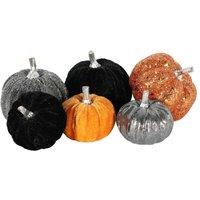 KDMD Sparkly Velvet Assorted Pumpkins 9 Pack