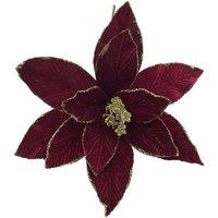 KDMD Poinsettia with Gold Glitter Edge Pick Maroon 30cm 4 Pack