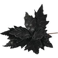 KDMD Black Velvet Poinsettia with Glitter Edge Dia28cm 3 Pack