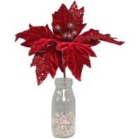 KDMD Medium Velvet Burgundy Poinsettia Pick 3 Pack
