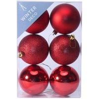 KDMD 8cm Red Shatterproof Baubles x6 2 Pack