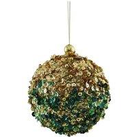 KDMD Bead Encrusted Bauble- Gold & Green 11cm 2 Pack