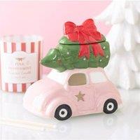KDMD Pink Car with Christmas Tree Oil Burner - Festive Ceramic Wax Warmer