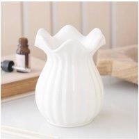 KDMD White Pleated Flare Ceramic Oil Burner - Decorative Home Fragrance