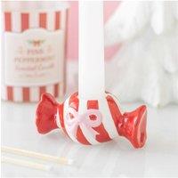 KDMD Christmas Candy Taper Candle Holder - Festive Ceramic Candlestick