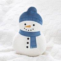 KDMD Snowman Shaped Boucle Cushion - Soft Textured Christmas Cushion in White