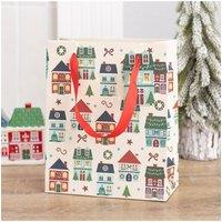 KDMD Christmas Street Print Paper Gift Bag - Colourful Festive Gift Bag