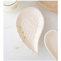 KDMD Off White Angel Wing Trinket Dish - Ceramic Jewellery Storage Dish