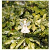 KDMD Angel Hanging Decoration with Bell - Resin Angel Keepsake Ornament in White