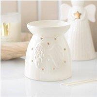 KDMD 3D Angel Wing Oil Burner & Wax Warmer - Sculpted Ceramic Star Cut-Out in White