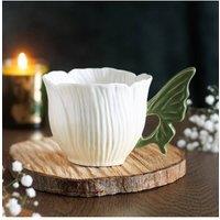 KDMD Flower Fairy Wing Teacup - Sculpted Ceramic Fairycore Teacup in White