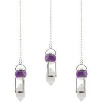 KDMD Seeker of Truth Double Power Pendulum - Amethyst & Quartz in Purple