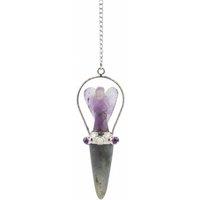 KDMD Veilwalker Two Piece Angel Pendulum Amethyst Angel & Labradorite Point in Purple