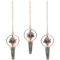 KDMD Cosmic Navigator Spinning Merkaba Pendulum - Amethyst & Labradorite in Purple
