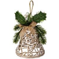 KDMD White Rattan Bell Decoration with Branches & Ribbon - Ornament