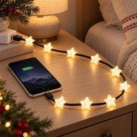 BluCore Festive Light-Up USB-A to 8-Pin Charging Cable in White