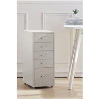 Living and Home Movable Vertical File Cabinet with 5 Drawers in White