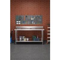 Living and Home 150cm Stainless Steel Storage Prep & Work Table with Backsplash for Kitchen Garage Laundry Outdoor in Silver