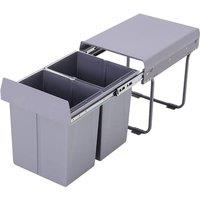 Garden Sanctuary 40L Cabinet Pull-out Kitchen Double Waste Bin in Grey