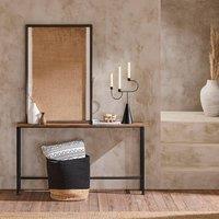 SoBuy Slim Console Table - Metal Frame - Space-Saving Design in Brown | Size: 120 cm x 15 cm