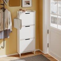 SoBuy Slim Flip-Door Shoe Cabinet - Adjustable Shelves - Modern in Off-White | Size: 50 cm x 15 cm