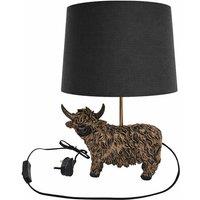 Candlelight Highland Cow Table Lamp Country Modern Lighting Living Space Decor in Black
