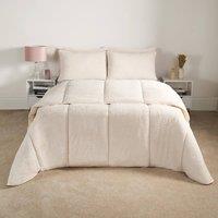 OHS Teddy Fleece 10.5 TOG Coverless Duvet with Pillowcase Bedding Set in Cream | Size: King