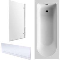 Balterley Round 1700x700 Shower Bath Set - Panel & Square Hinged Screen in White