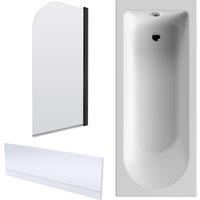 Balterley Round 1700x750 Shower Bath Set - Panel & Round Screen &Fixings in White