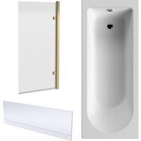 Balterley Round 1700x700 Shower Bath Set - Panel & Square Hinged Screen in White