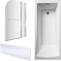 Balterley Square 1700x700 Single Ended Bath - Panels & Straight Screen with Rail in White