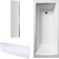 Balterley Square 1700x750 Single Ended Bath - Panel & Fixed Screen & Leg set in White