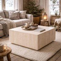 Wyld Haus Munkebo Light Travertine Effect Square Coffee Table in Natural